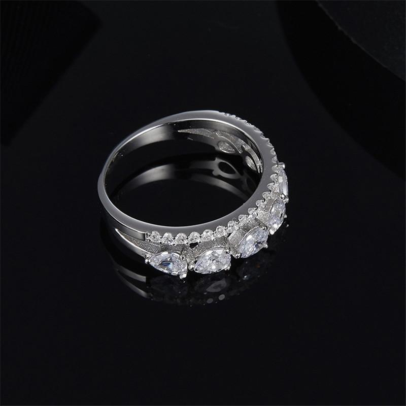 925 Sterling Silver Pear Cut Created CZ Fashion Ring 4