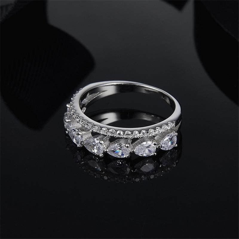 925 Sterling Silver Pear Cut Created CZ Fashion Ring 5