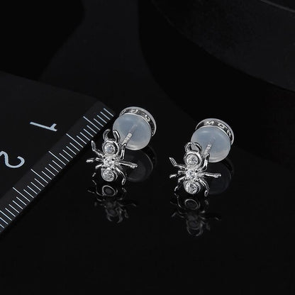 925 Sterling Silver Small Spider CZ Stud Earring 3