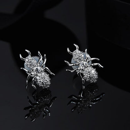 925 Sterling Silver CZ Spider Created Diamond Stud Earring 7