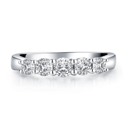 925 Sterling Silver Five Stone Round CZ Ring 2