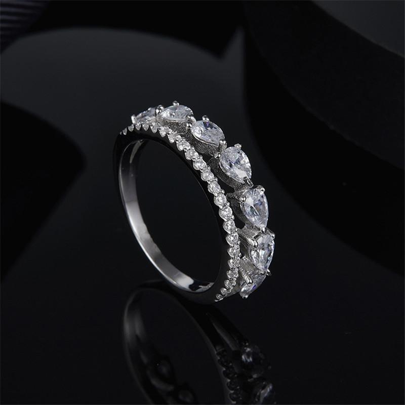 925 Sterling Silver Pear Cut Created CZ Fashion Ring 3