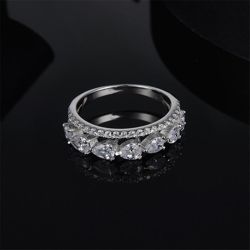 925 Sterling Silver Pear Cut Created CZ Fashion Ring 2