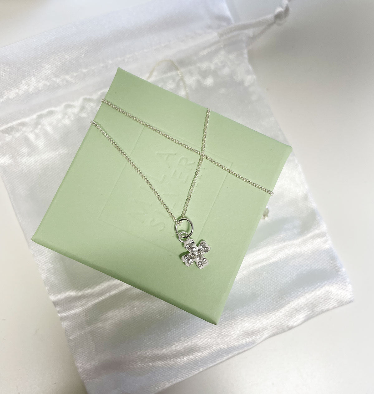 925 Sterling Silver DOPSMYCLE  Four-leaf clover Crystal Necklace 2