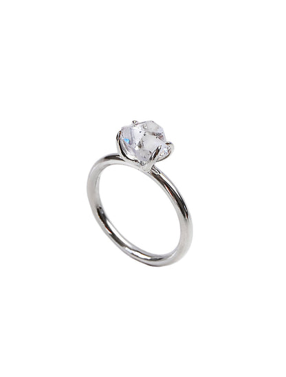 925 Sterling Silver Uncut Herkimer Diamond ring, 1