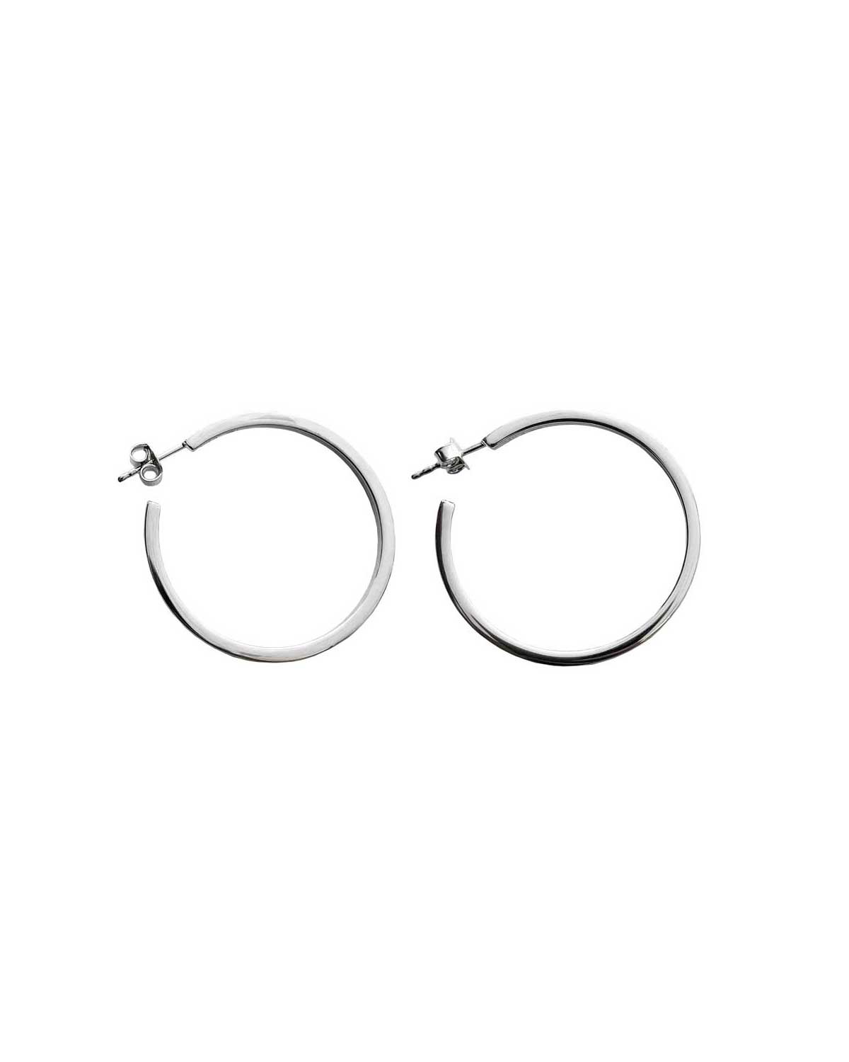 925 Sterling Silver Plain Square Hoops Earrings, Silver 5