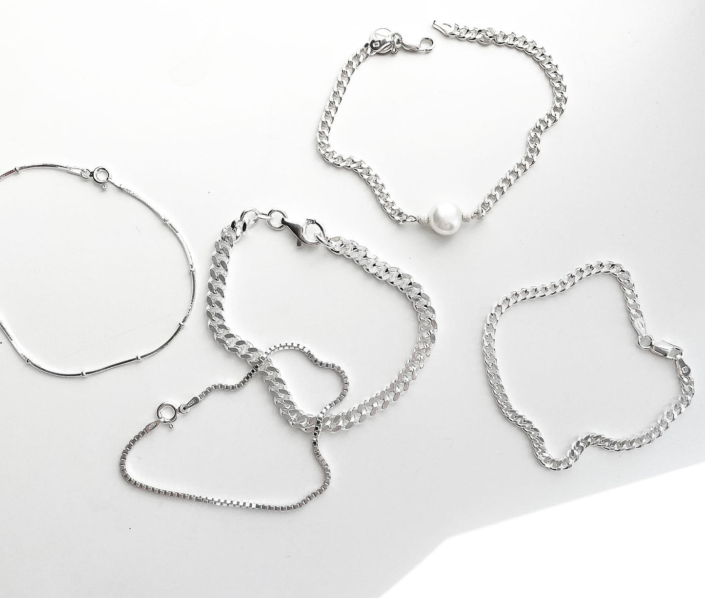 925 Sterling Silver Chain bracelet, silver, 3