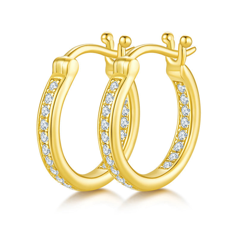 925 Sterling Silver Hoop-Shaped Single Row Earrings 2