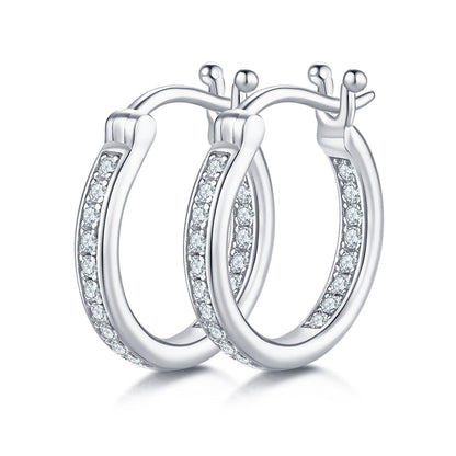 925 Sterling Silver Hoop-Shaped Single Row Earrings 1