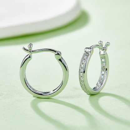 925 Sterling Silver Hoop-Shaped Single Row Earrings 4