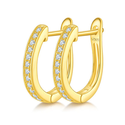 925 Sterling Silver Hoop-Shaped Single Row  Earrings 2