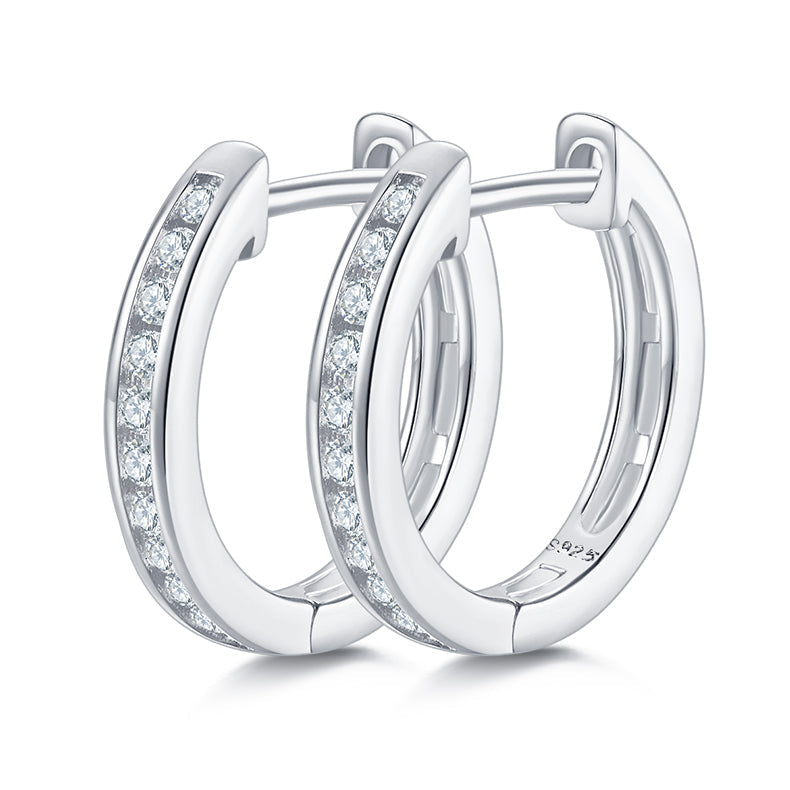 925 Sterling Silver Hoop Single Row Earrings 1