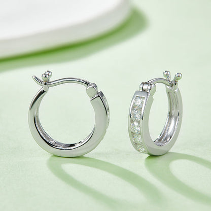 925 Sterling Silver Hoop-Shaped Single Row Earrings 4