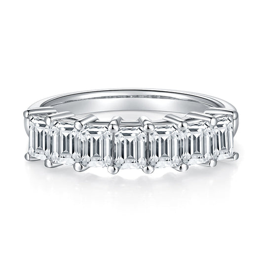 925 Sterling Silver Rectangular Half Eternity Band 1