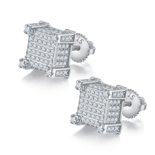 925 Sterling Silver Square Post Threaded StudS Earrings 1