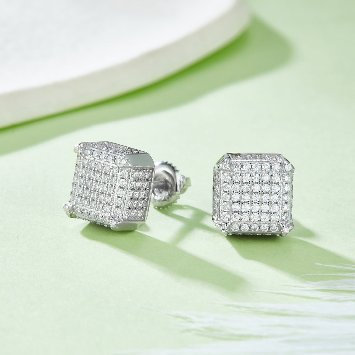 925 Sterling Silver Square Studs Earrings 3