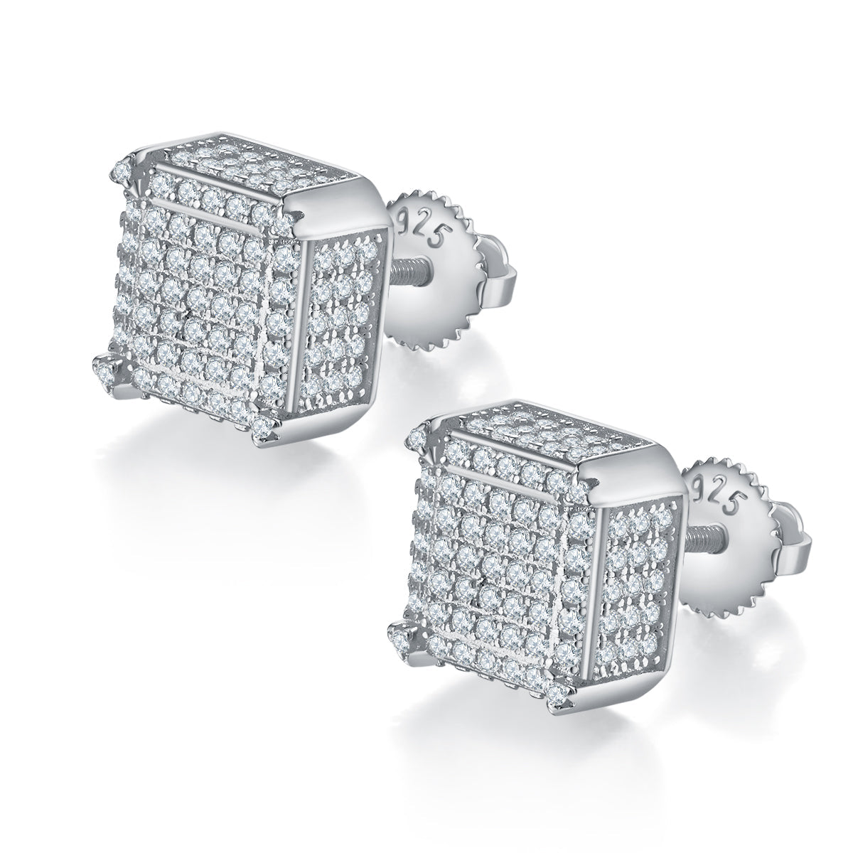 925 Sterling Silver Square Studs Earrings 1