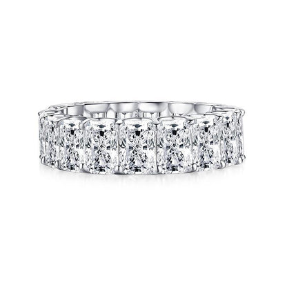 925 Sterling Silver Radiant Cut Full Eternity CZ Wedding Band 4