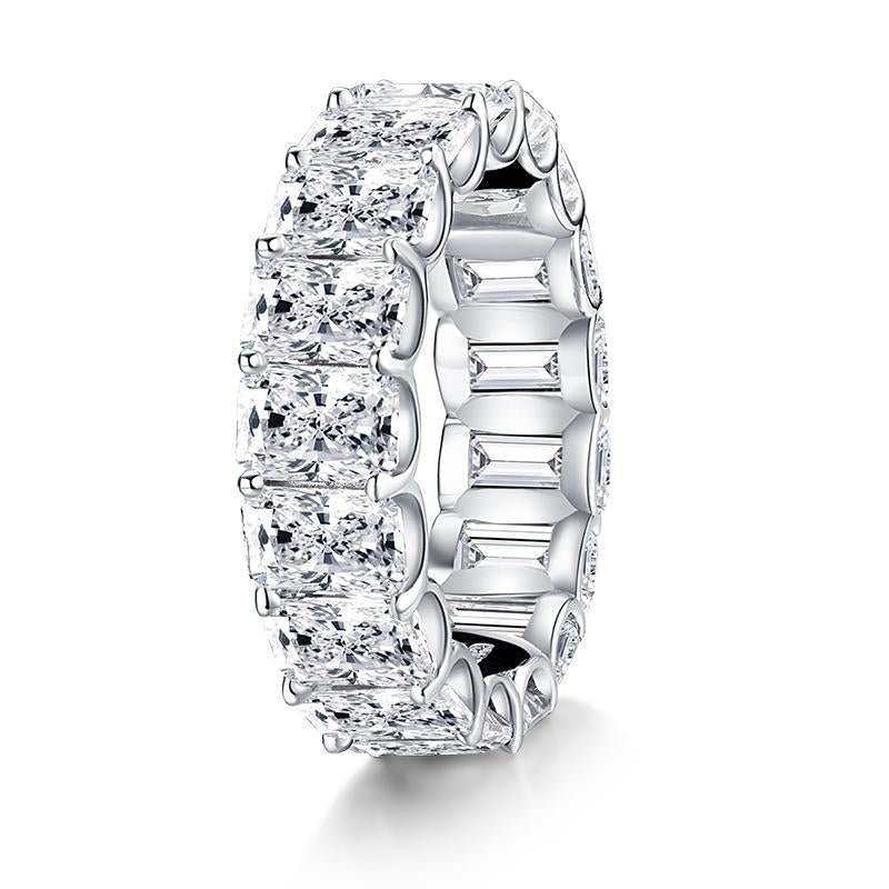 925 Sterling Silver Radiant Cut Full Eternity CZ Wedding Band 5