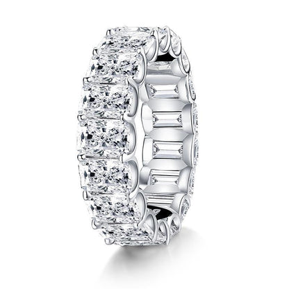 925 Sterling Silver Radiant Cut Full Eternity CZ Wedding Band 5