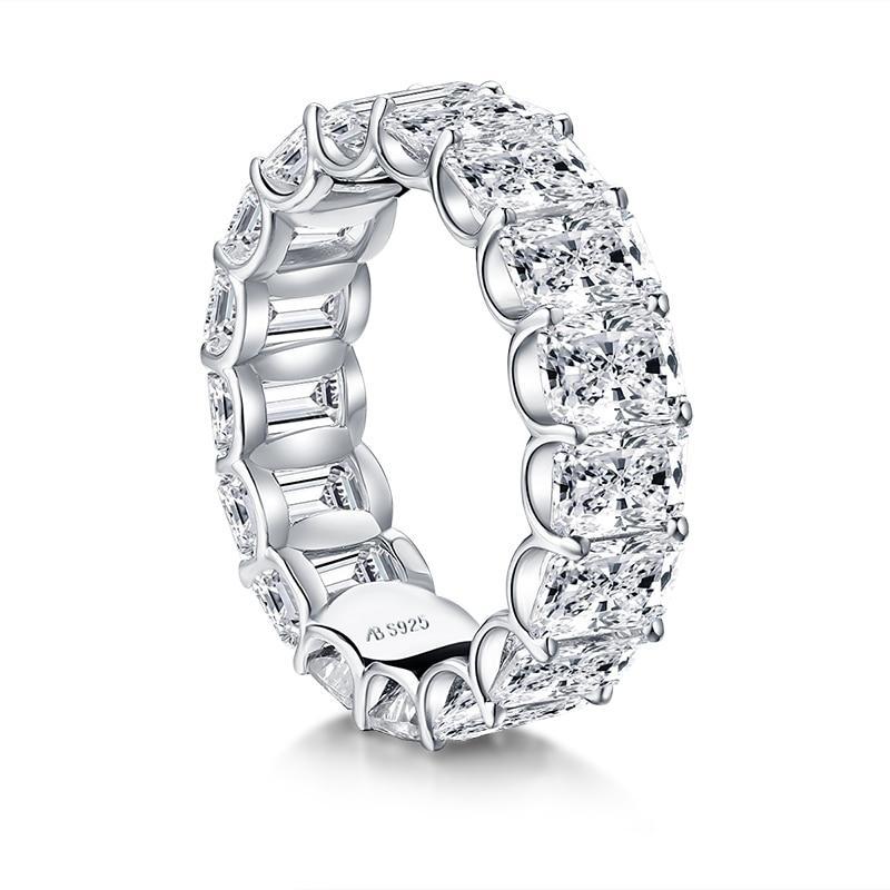 925 Sterling Silver Radiant Cut Full Eternity CZ Wedding Band 3