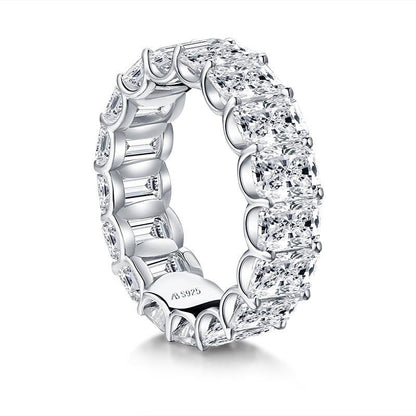 925 Sterling Silver Radiant Cut Full Eternity CZ Wedding Band 3