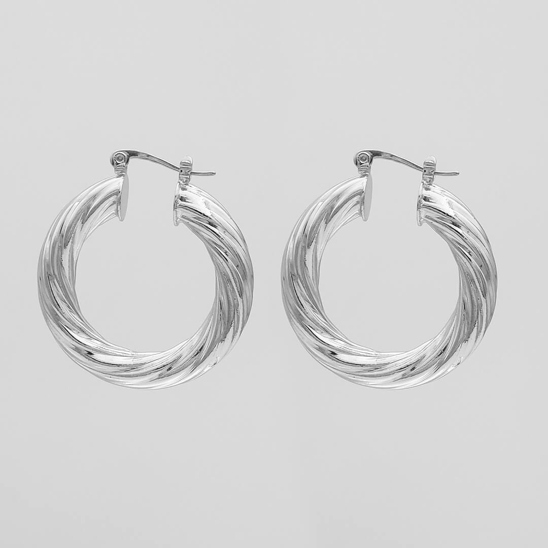 925 Sterling Silver Sara Thick Hoops 2