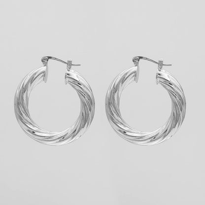 925 Sterling Silver Sara Thick Hoops 2