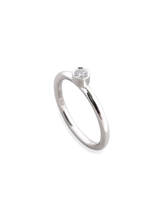 925 Sterling Silver Diamond Engagement ring, silver 1