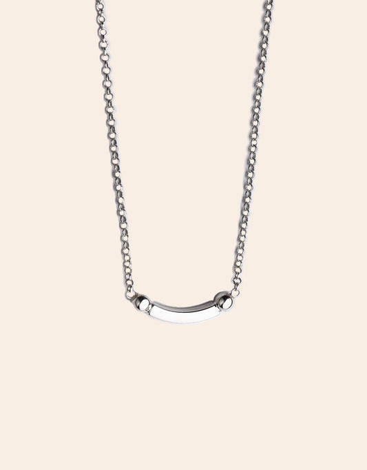 925 Sterling Silver Tiny Smile Necklace, silver 1