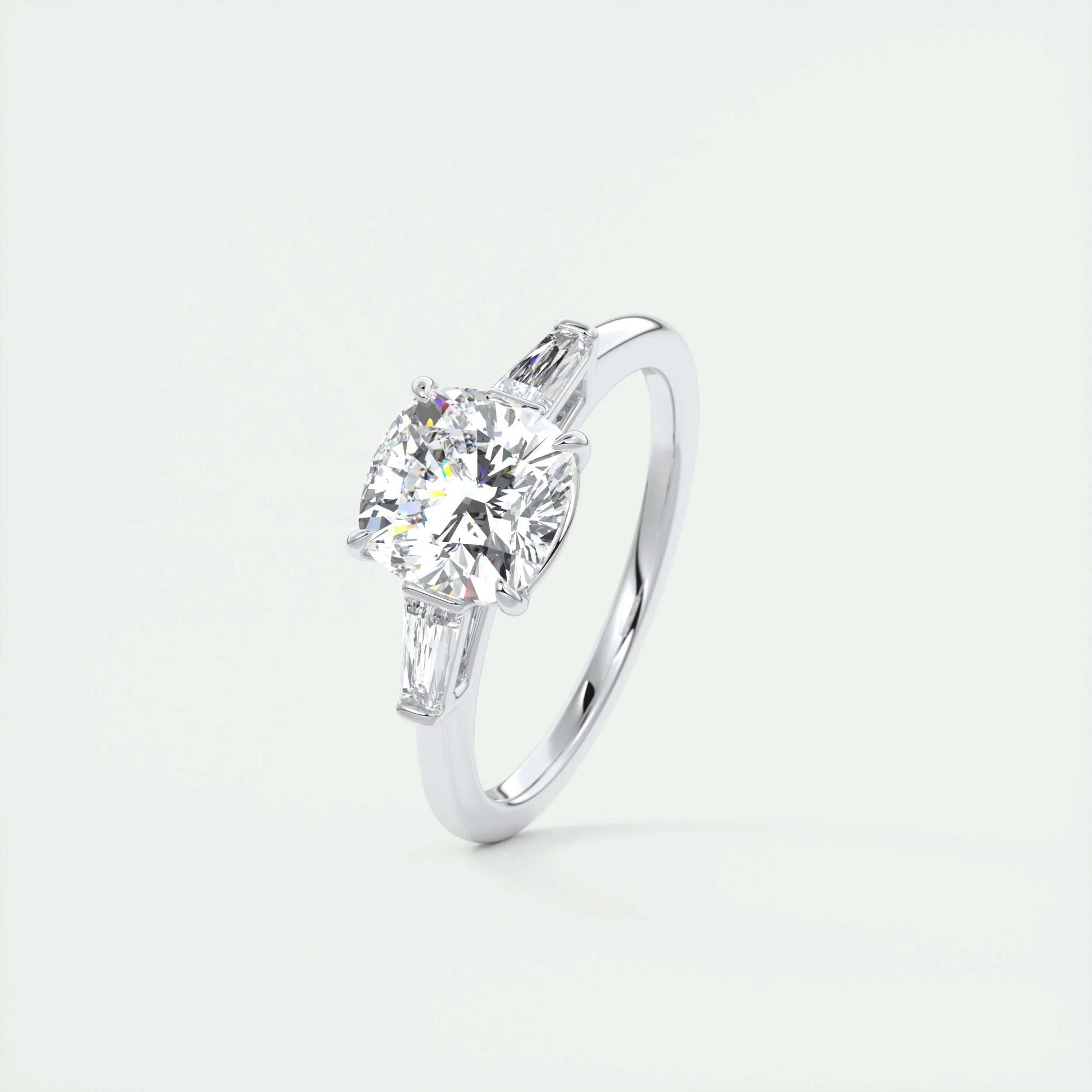 2 CT Cushion Three Stone CVD F/VS1 Diamond Engagement Ring 4