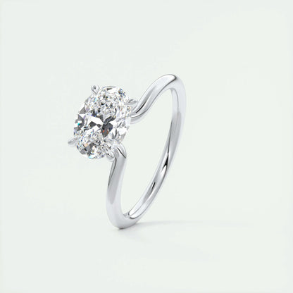 1.5 CT Oval Solitaire CVD F/VS1 Diamond Engagement Ring 4