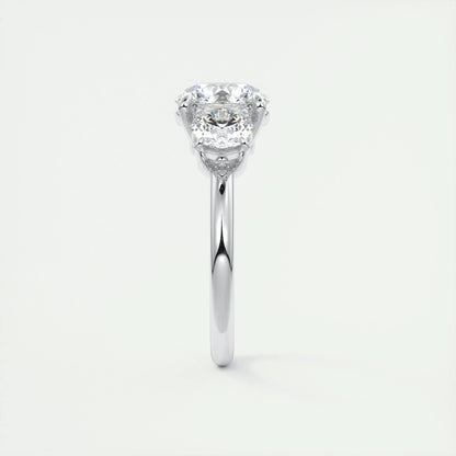 2 CT Round Three Stone CVD F/VS1 Diamond Engagement Ring 5