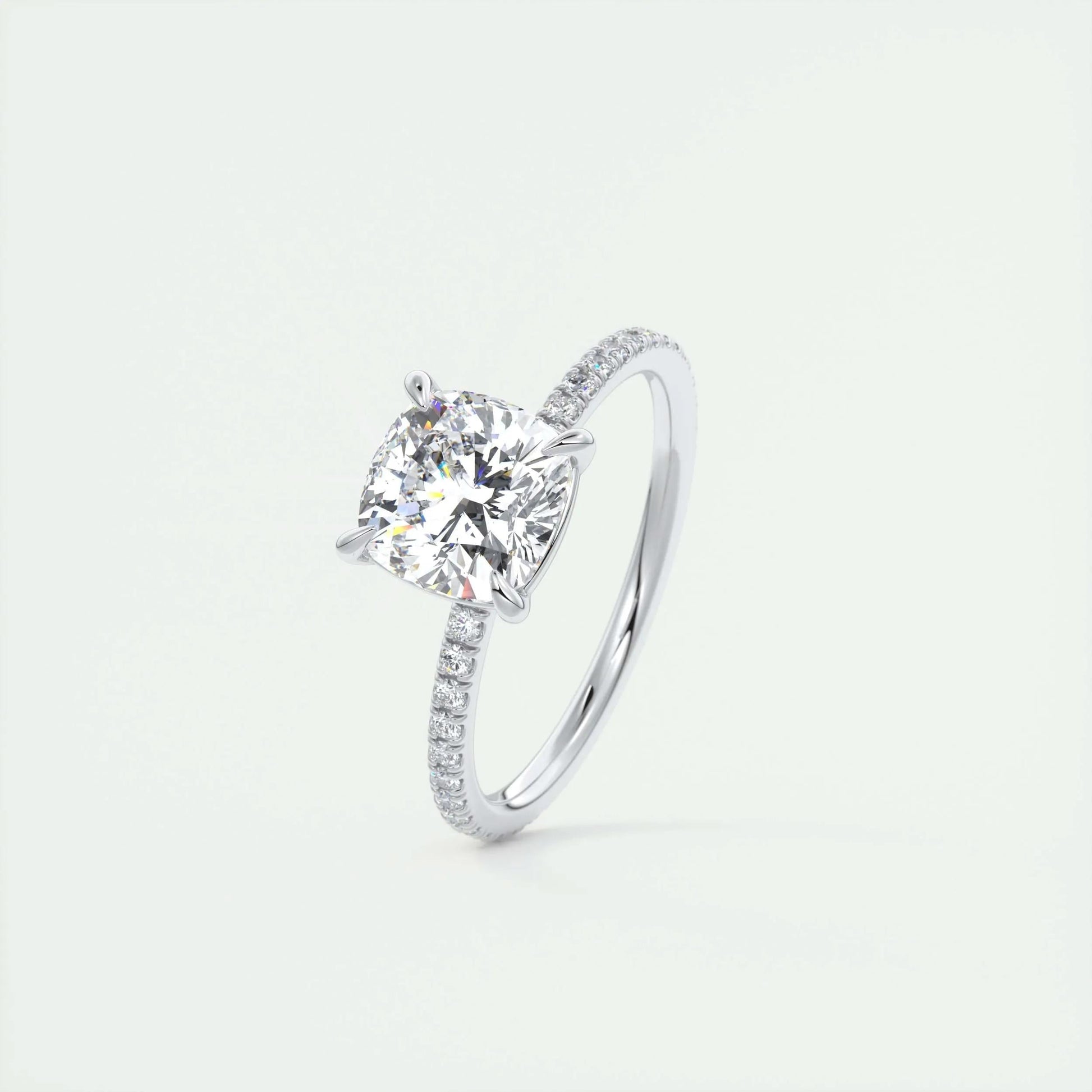 2 CT Cushion Solitaire CVD F/VS1 Diamond Engagement Ring 4