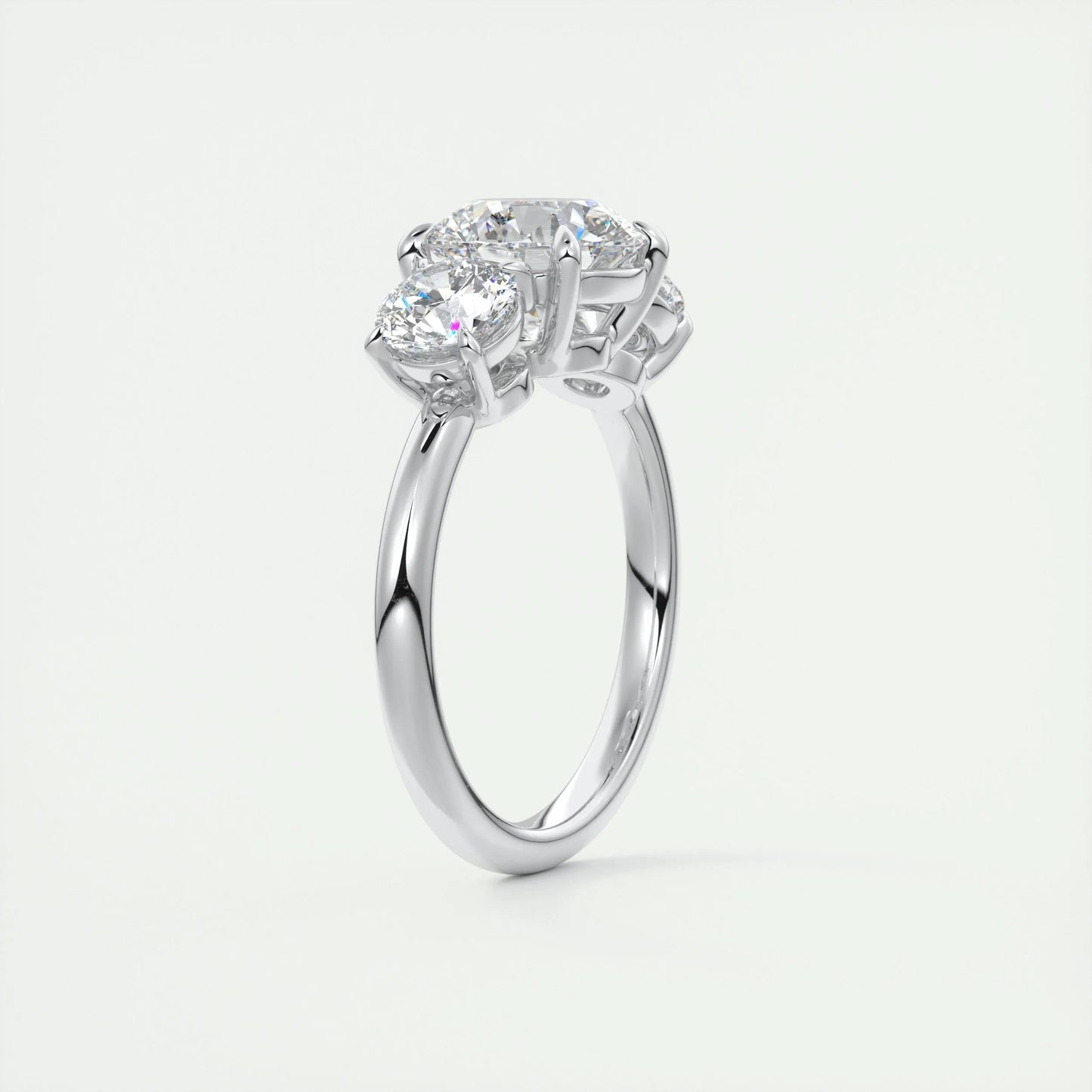 2 CT Round Three Stone CVD F/VS1 Diamond Engagement Ring 6