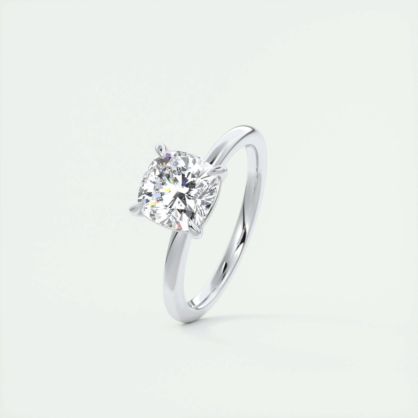 2 CT Cushion Hidden Halo CVD F/VS1 Diamond Engagement Ring 4