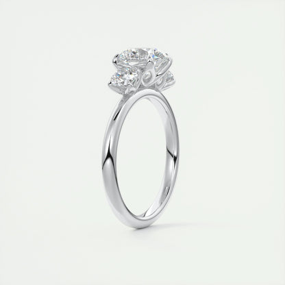 1.5 CT Round 3 Stones CVD F/VS1 Diamond Engagement Ring 6