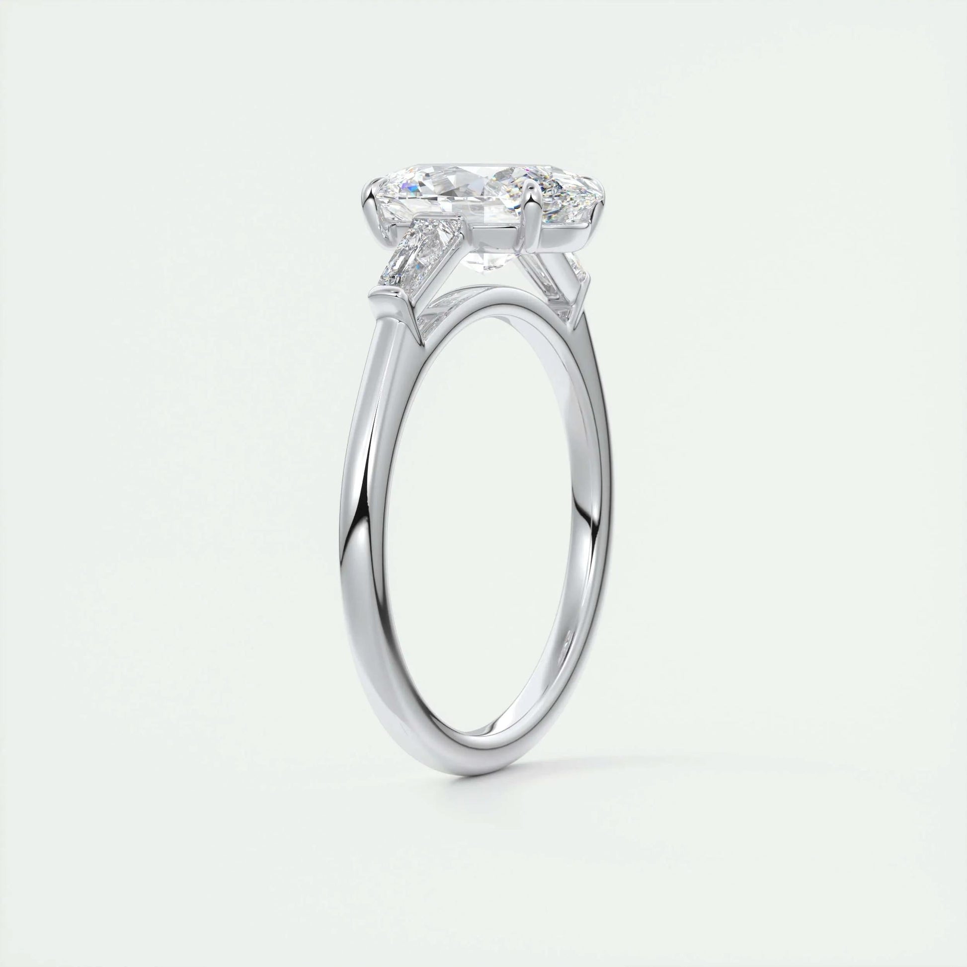 2 CT Oval Three Stone CVD F/VS1 Diamond Engagement Ring 6