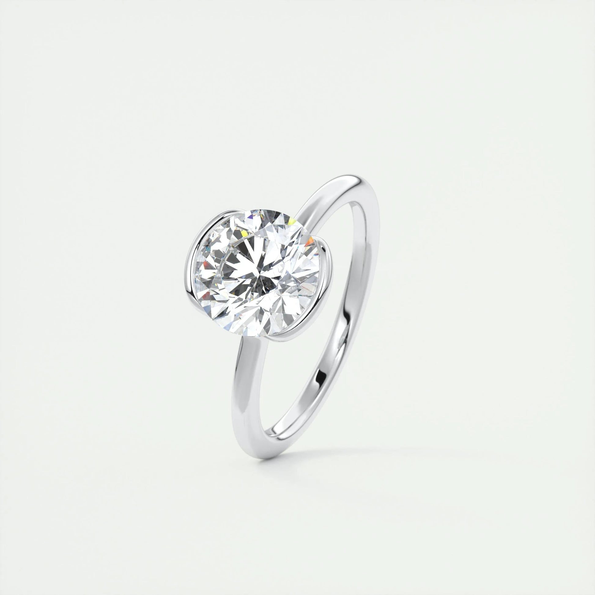 2 CT Round Half Bezel CVD F/VS1 Diamond Engagement Ring 4