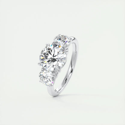 2 CT Round Three Stone CVD F/VS1 Diamond Engagement Ring 4