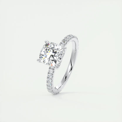 2 CT Cushion Solitaire CVD F/VS1 Diamond Engagement Ring 4