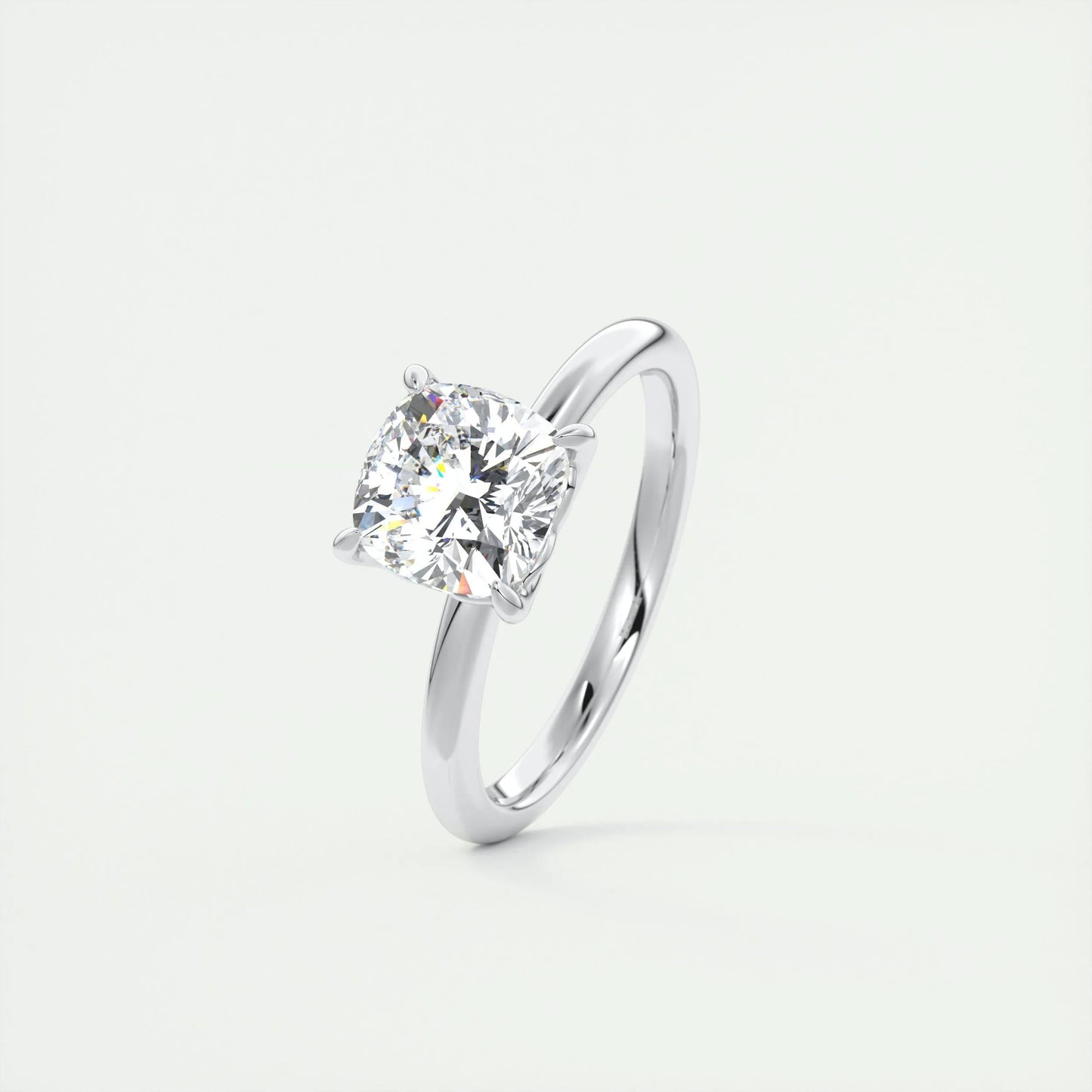 2 CT Cushion Solitaire CVD F/VS1 Diamond Engagement Ring 4