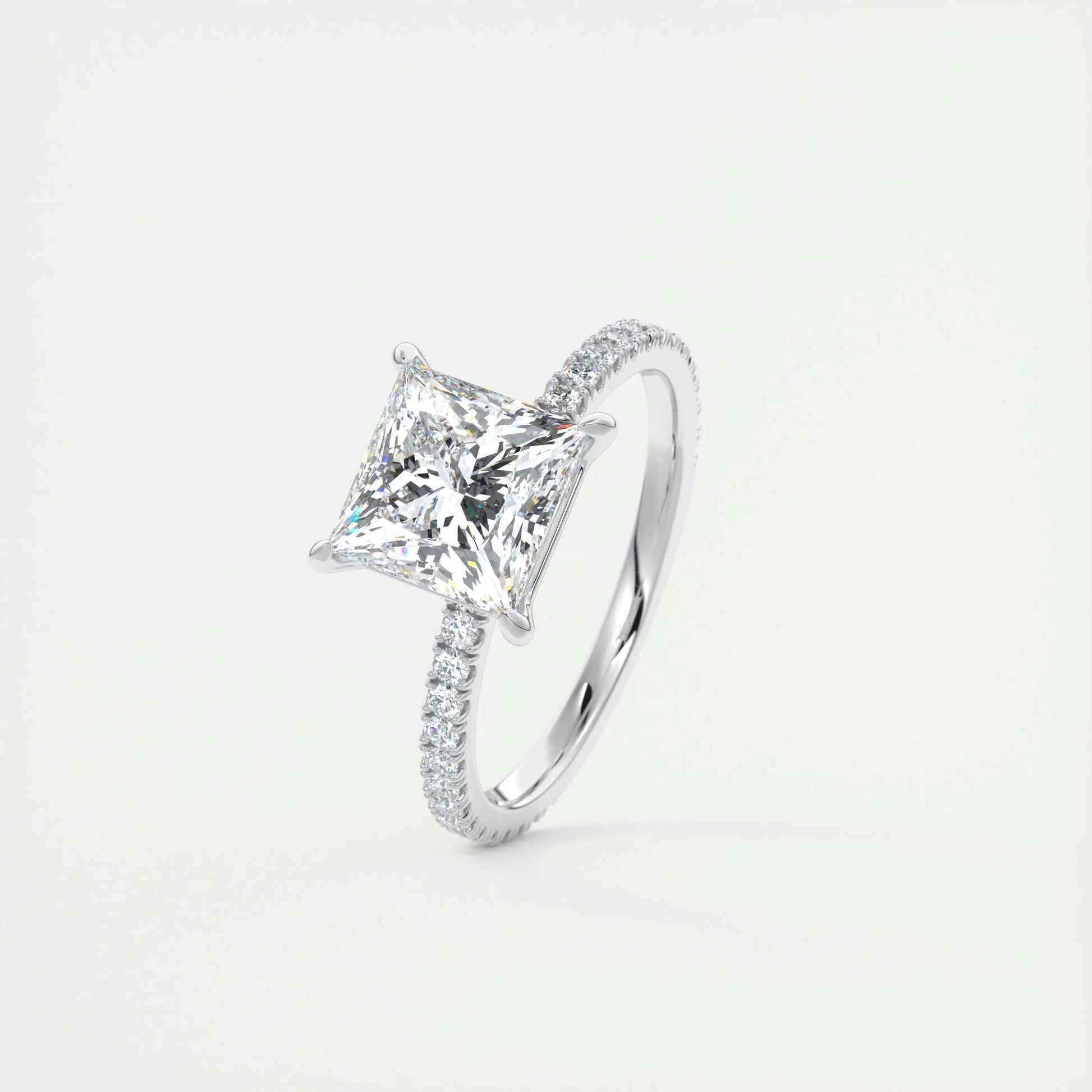 2 CT Princess Solitaire CVD F/VS1 Diamond Engagement Ring 4