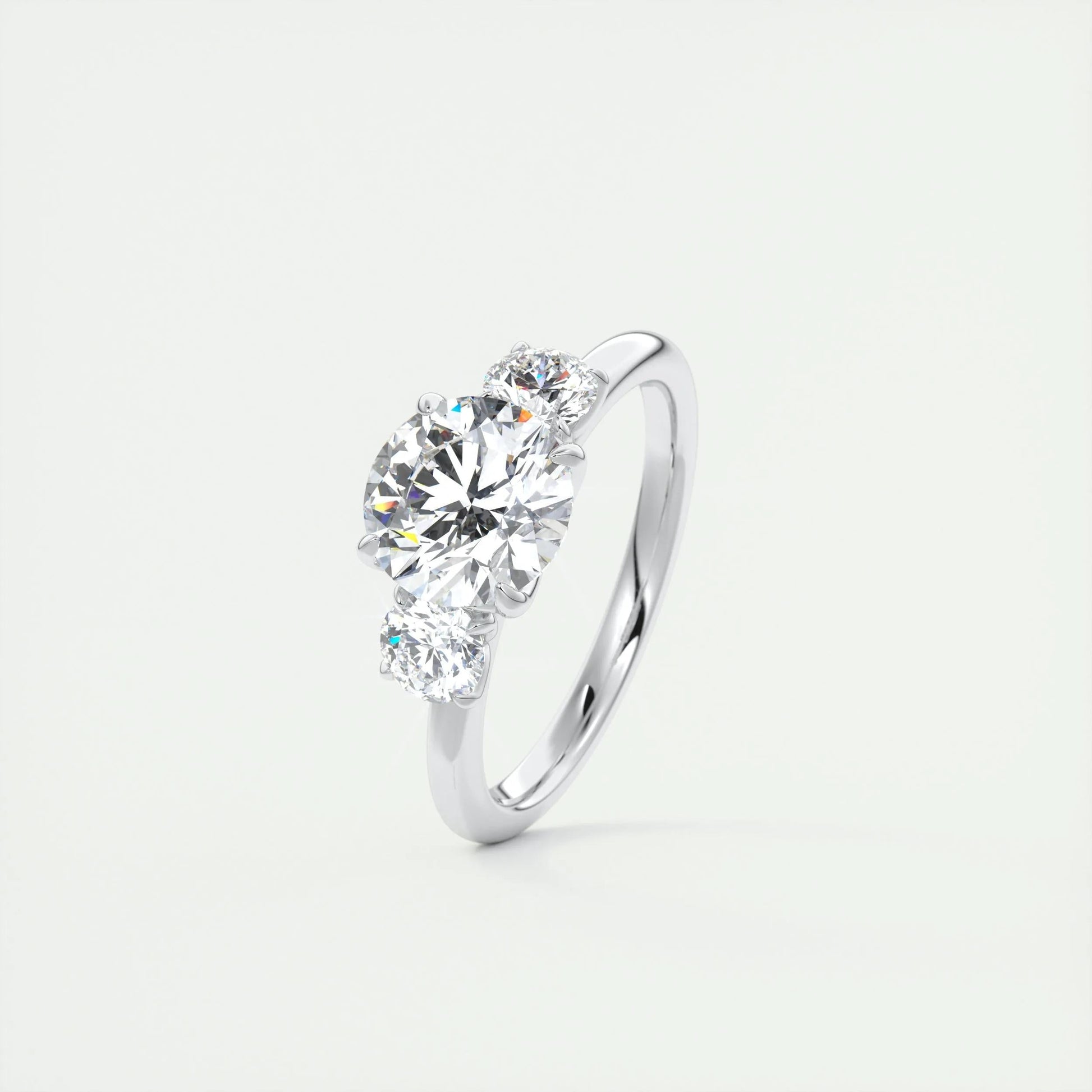 1.5 CT Round 3 Stones CVD F/VS1 Diamond Engagement Ring 4