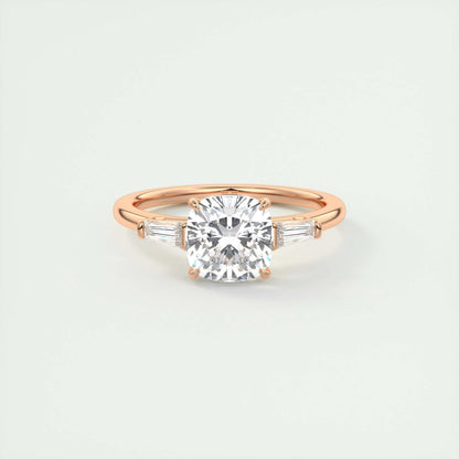 2 CT Cushion Three Stone CVD F/VS1 Diamond Engagement Ring 15