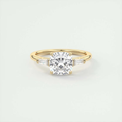 2 CT Cushion Three Stone CVD F/VS1 Diamond Engagement Ring 8