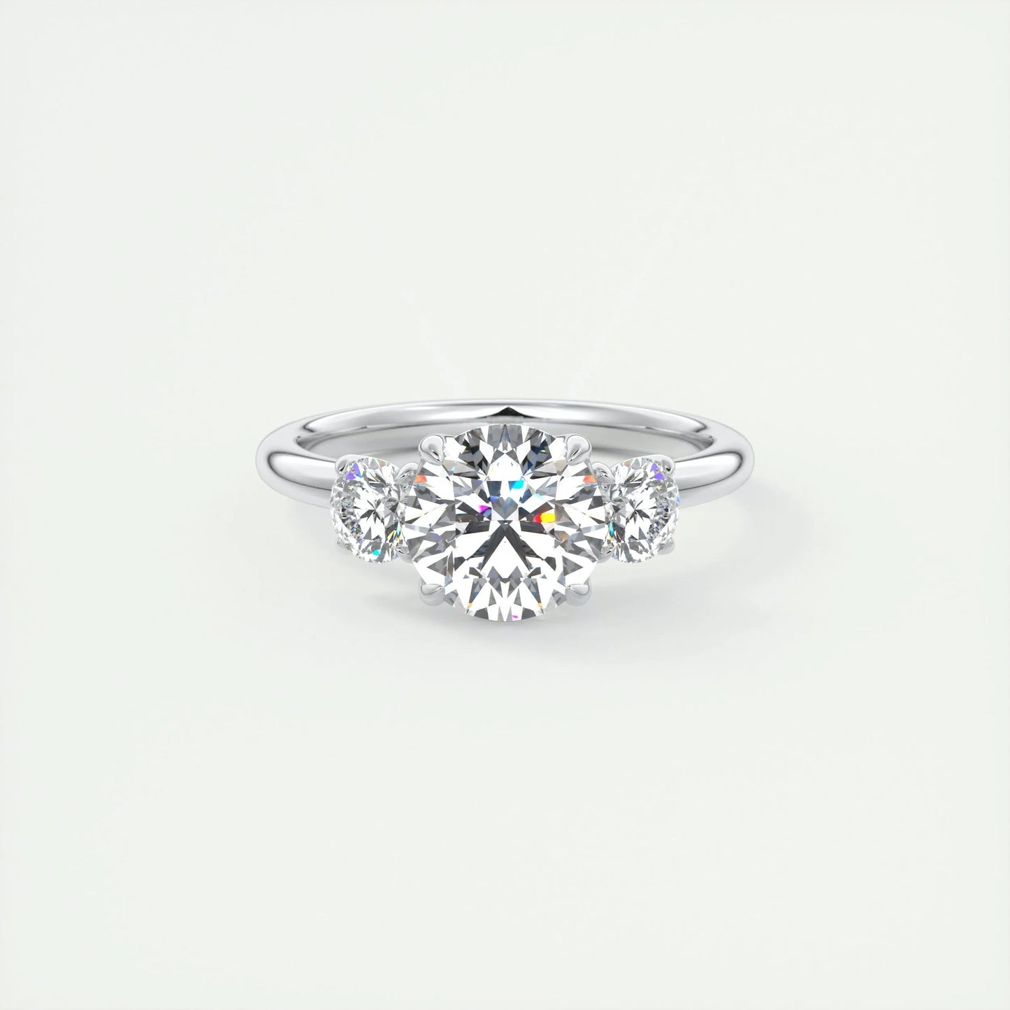 1.5 CT Round 3 Stones CVD F/VS1 Diamond Engagement Ring 1