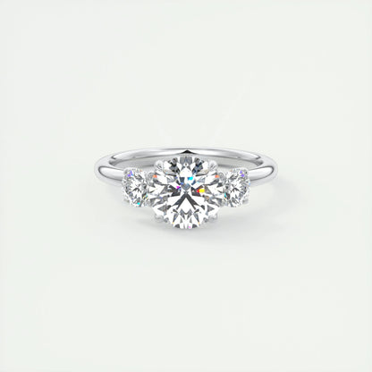 1.5 CT Round 3 Stones CVD F/VS1 Diamond Engagement Ring 1