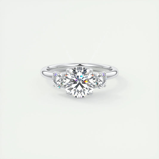 1.5 CT Round 3 Stones CVD F/VS1 Diamond Engagement Ring 1