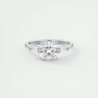 2 CT Cushion Three Stone CVD F/VS1 Diamond Engagement Ring 1